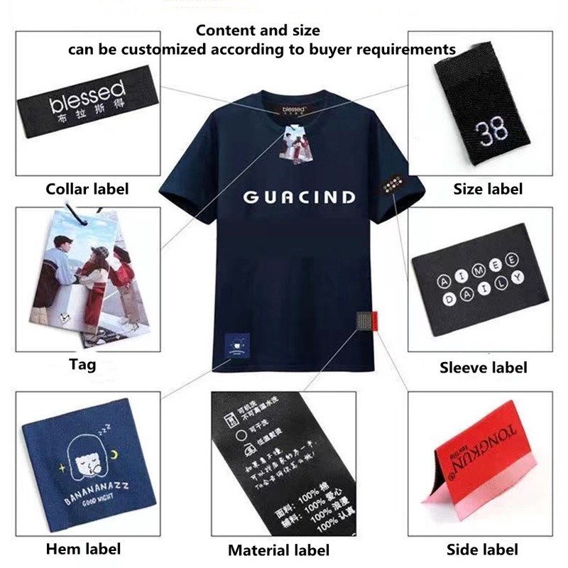 Clothing Label  Customized Fabric Sewing Clothing Labels for Garment Brand Logo Woven With Personalized Name Clothes Tag