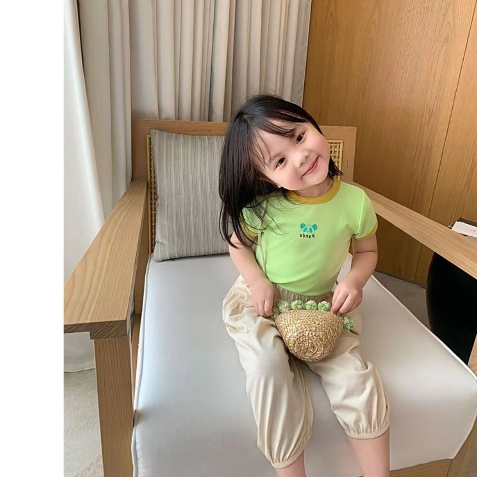 Essential Must Ready Stock 90-140CM Candy Color Ice Silk Short-Sleeved t-Shirt New Style Korean Version Girl Baby Sum... - Image 3