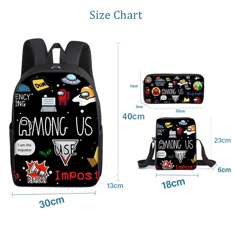 Daily Trendy bag anime beg sekolah budak lelaki goodies birthday kids Space Wolf Kill Among US Bags Three-piece Game ... - Image 2