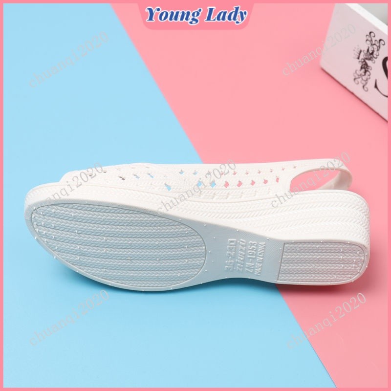 Training Active Summer Hollow out Shoes Women's Wedge Casual Peep Toe Sandals Soft Bottom Non-Slip Beach White Nurse ... - Image 2