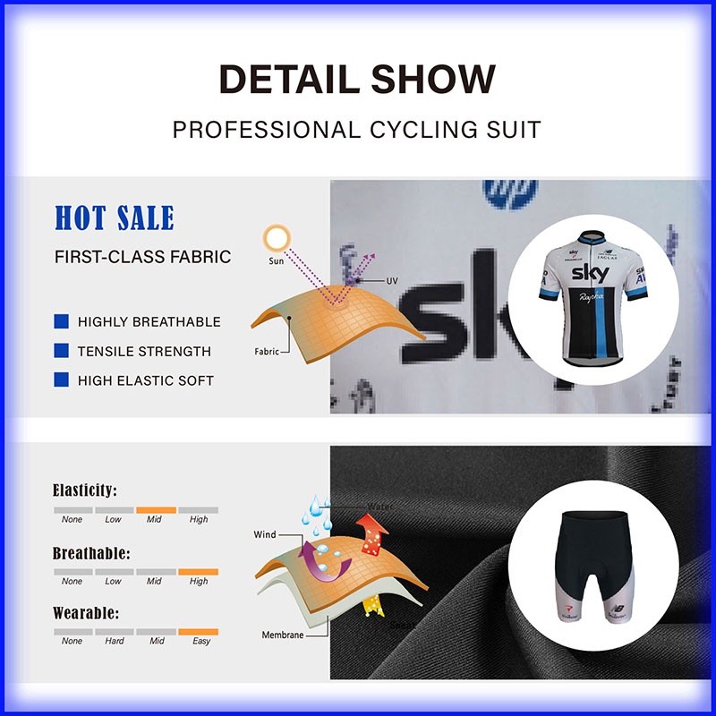 【In stock】SKY New cycling jersey set road bike summer quick dry bicycle clothes men team short sleeve jersey - Voucher
