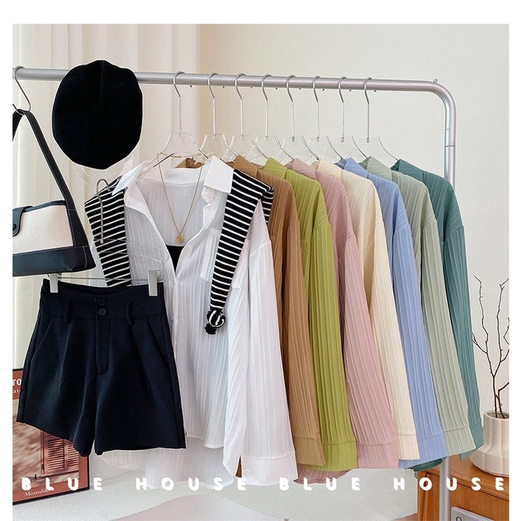 Essential Durable Korean Style Women Ladies Loose Chiffon Pleated Big Size Long Sleeve Shirt Blouse Baju Wanita Lenga... - Image 5