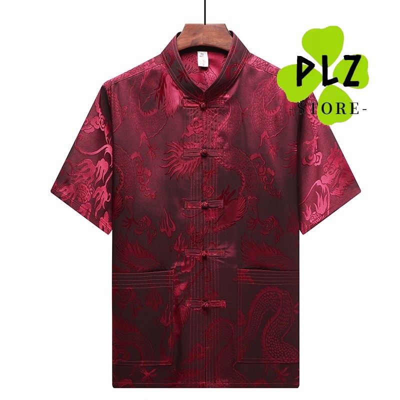 Premium Durable m High Quality Silk Satin Shirt Plus Size Embroidery Dragon Tang Suit Middle-aged Elderly SamFu Tradi... - Image 2