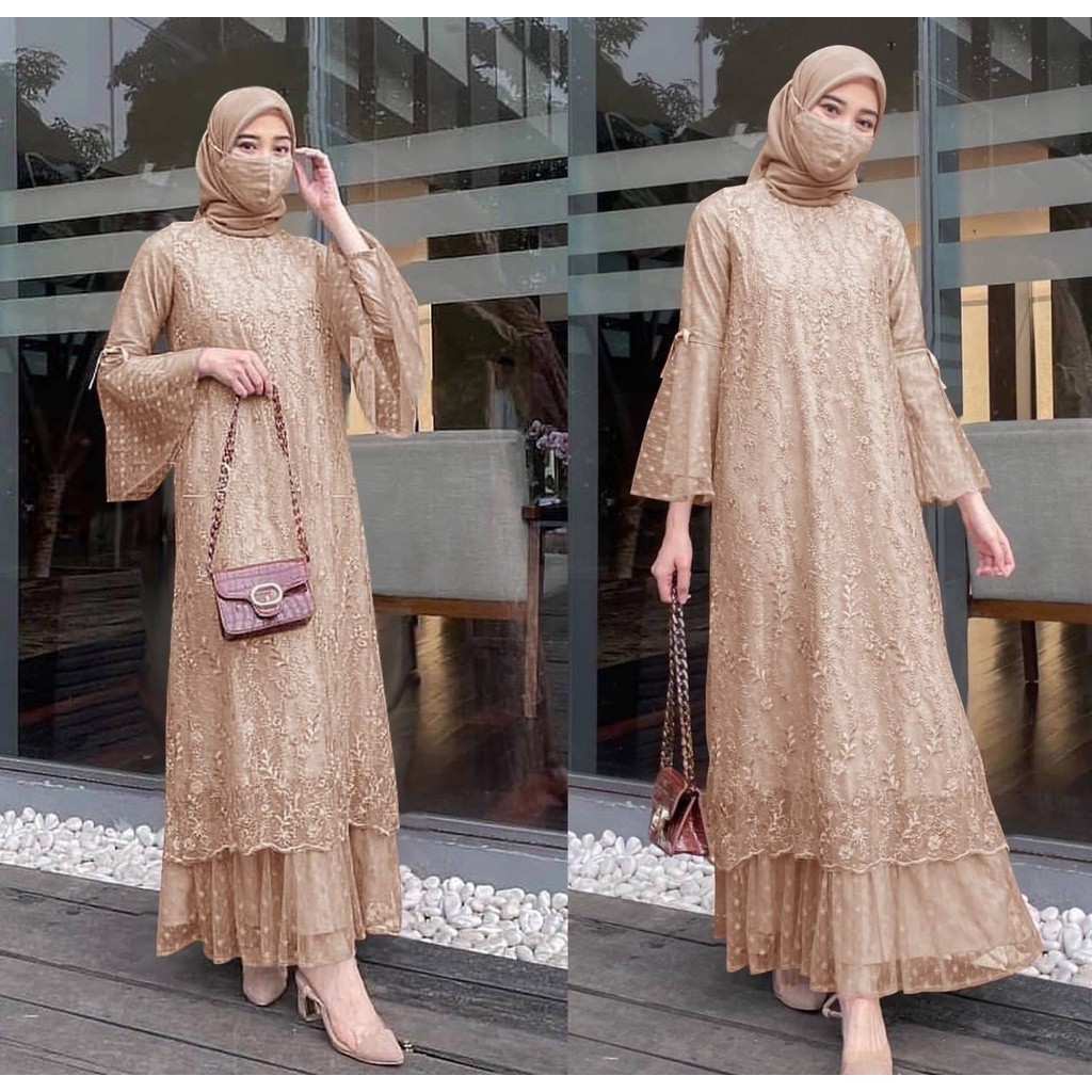 Quality Essential Maxi Crazy DRESS RIRIN M-XXL JUMBO GAMIS TILE ONDE Embroidery Beautiful Party MUSLIMAH 10 Colors Have - Image 4
