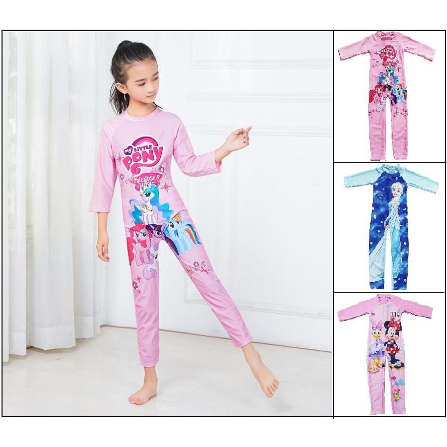 Have Purpose Cartoon Kids Swimsuit Girl Swimming Suit Long Sleeved Muslim Swimwear - Image 4