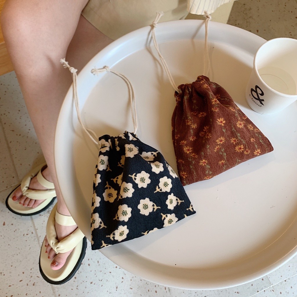 Daily Outdoor 25132 Drawstring Pocket Cute Hand Carrying Small Canvas Bag Female Student Finishing Gift Sundries Stor... - Image 4