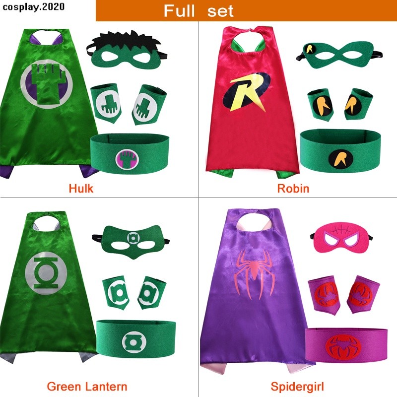 Chronograph Luxury S Superhero Kids Children 70cm Capes Shawl Cloak Costume Set Cosplay Felt Mask Wrist Band Belt Par... - Image 3