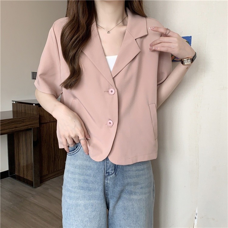 Premium Purpose XIAOZHAINV Korean style fashion suit women casual all match thin short sleeved jacket Have - Image 3