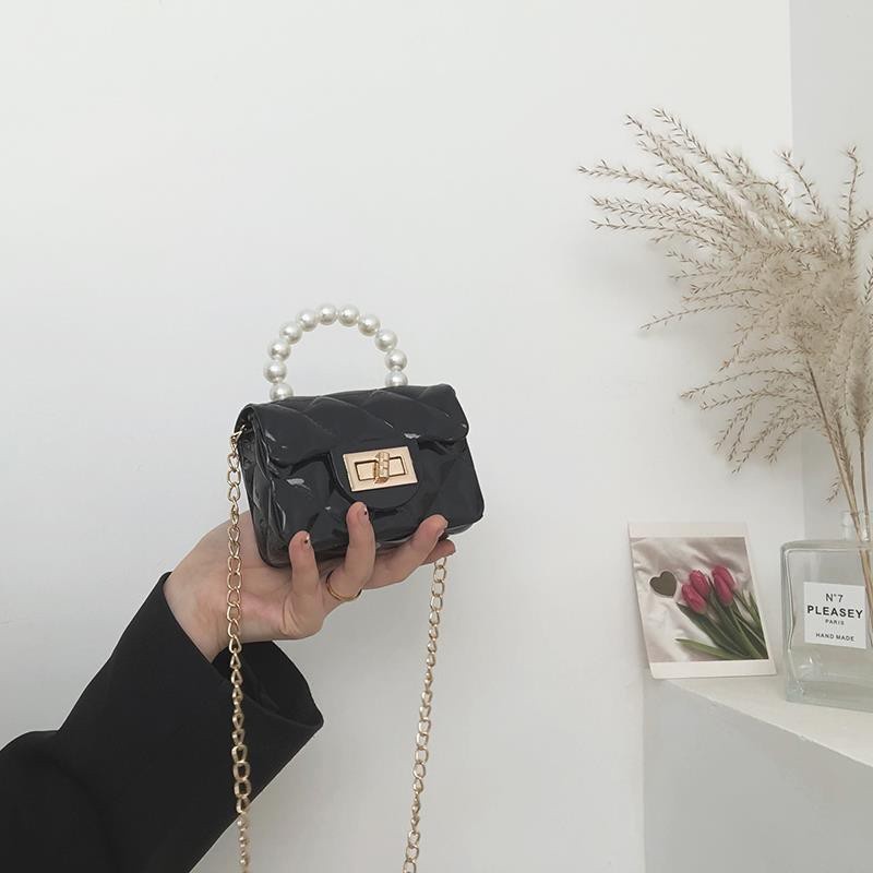 Accessory Chic mini small bag female 2021 new trendy fashion summer pearl chain square all-match jelly one-shoulder - Image 3