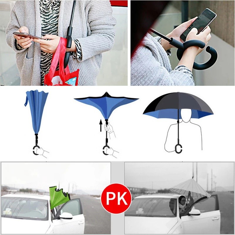 Quality Versatile ANGEL C-Type Handle Reverse Upside Down Umbrella Payung Lipat Besar 雨伞大號 - Image 5