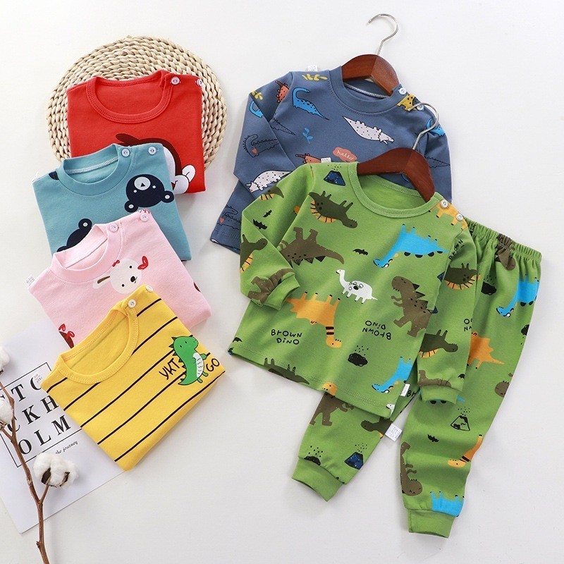 Kids 1 SET Sleeping Clothing Baby boy & Girl Baju budak lelaki baju tshirt long sleeve seluar cartoon shorts Y13