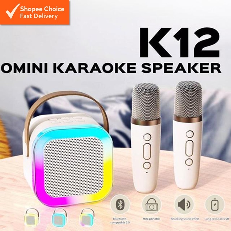 Wireless Karaoke Speaker – K12 Bluetooth Microphone Set for Home KTV Karaoke Machine