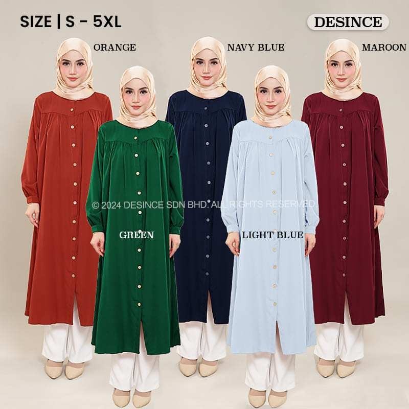 ?? DESINCE  Muslimah Dress Long Dress Full Length Dress Maxi Dress Wanita Baju Raya Plain Color WW 001