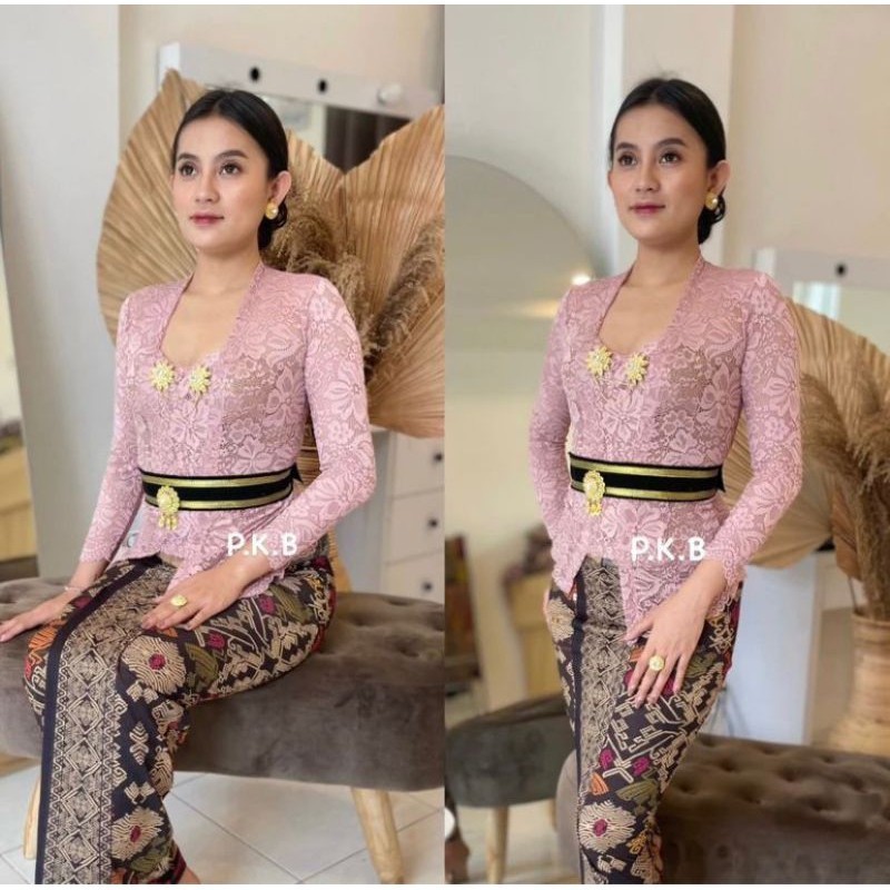 Durable Must (PROMO KEBAYA) Kebaya brokat Bali sofia Strait Kutubaru Atasan lengan panjang tanpa kancing termurah dan... - Image 2