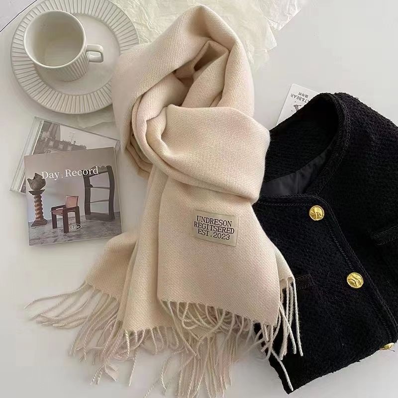Reliable Durable 2023 Autumn Winter Korean Version New Solid Color Imitation Cashmere Double Side Fringe Scarf Female... - Image 5