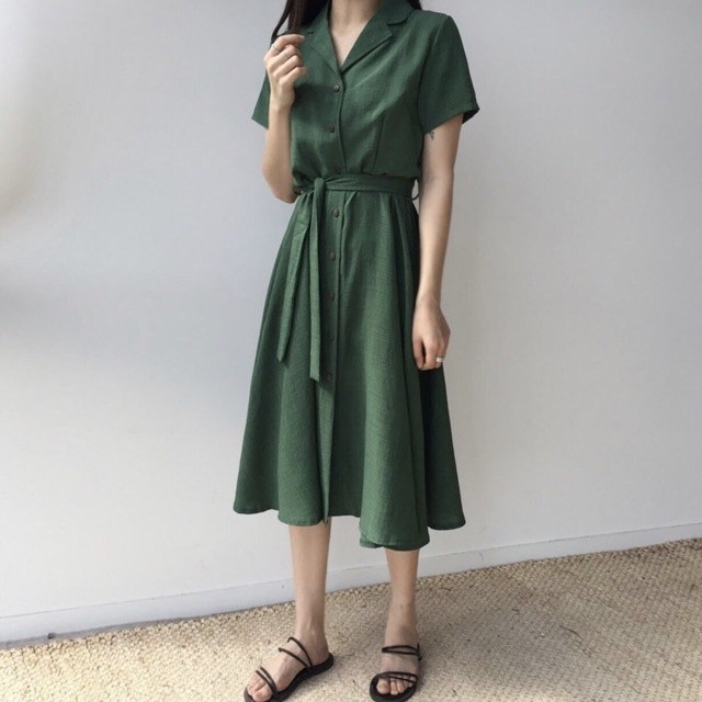 Purpose Have Moss Green Waist Dress (With Real Picture) - Image 2