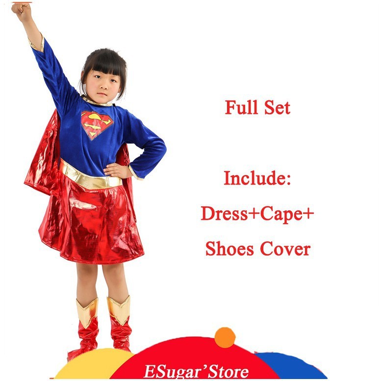 Quality Purpose 2T-8T Halloween Costume Kids Supergirl Pink Dress Girls Superman Superhero Cosplay Dresses Cloak Baby... - Image 3