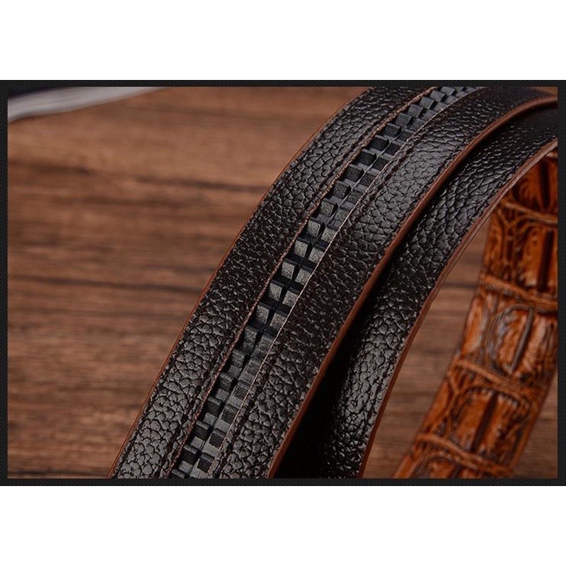 Essential Versatile Men High Quality Leather Belts Silver Gold Buckle Cowhide Crocodile Belt