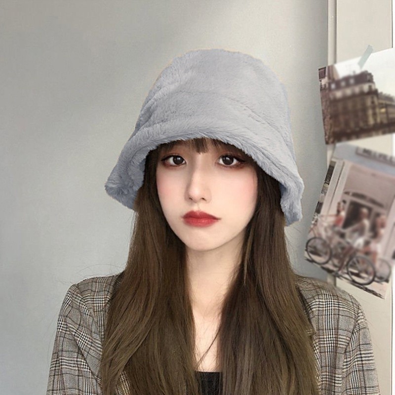 Durable Must Women Faux Fur Winter Warm Sun Hat 56-58cm Fleece Bucket Versatile Essential - Image 3
