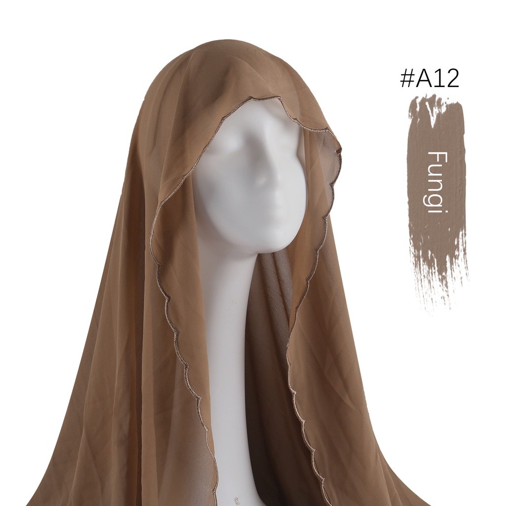 Quality Have Chiffon Shawl Sulam 4 Edge Embordiery // Viral Veil Limited Stock Design 1 Must