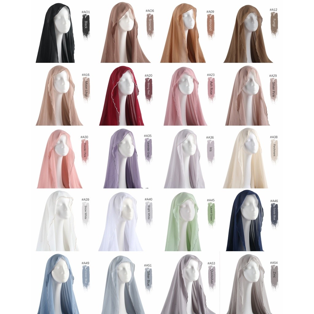 Quality Have Chiffon Shawl Sulam 4 Edge Embordiery // Viral Veil Limited Stock Design 1 Must - Image 5