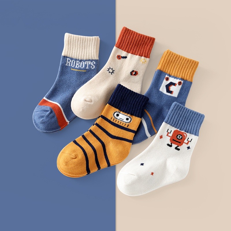 Quality Purpose 【Suge】5 Pairs/lot Sarung kaki Kanak-kanak Children Cotton Socks Autumn Spring Kids Boys Girls War... - Image 3