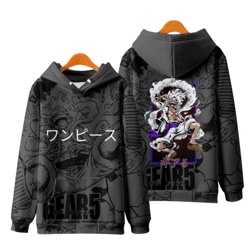 Multi Durable New Anime One Piece Luffy Gear 5 Nika Hoodie Japanese Men's Fashion Women's Loose 3D Printing Sweater U... - Image 3