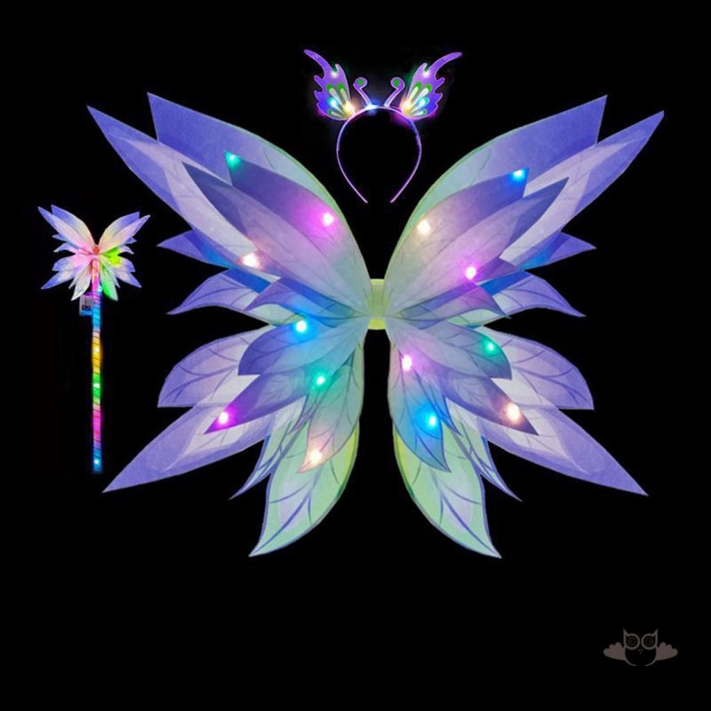 Must Reliable BB-Kids Girls Halloween Costume Light-up Tulle Skirt Butterfly Wings Fairy Stick Headband Party Favor C... - Image 2