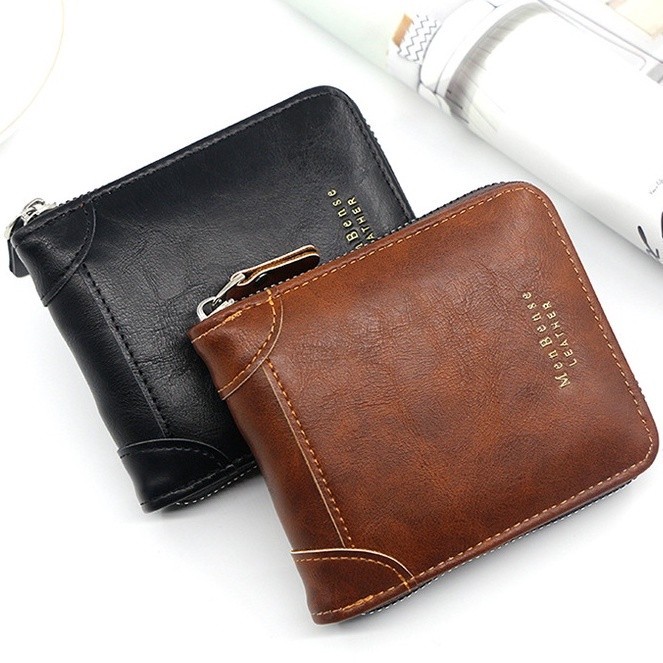Trendy Travel 23 New Wallet Multi-Card Men's Zipper Coin Purse Dompet Lelaki Pendek Zip Beg Duit Syiling Chic - Image 2