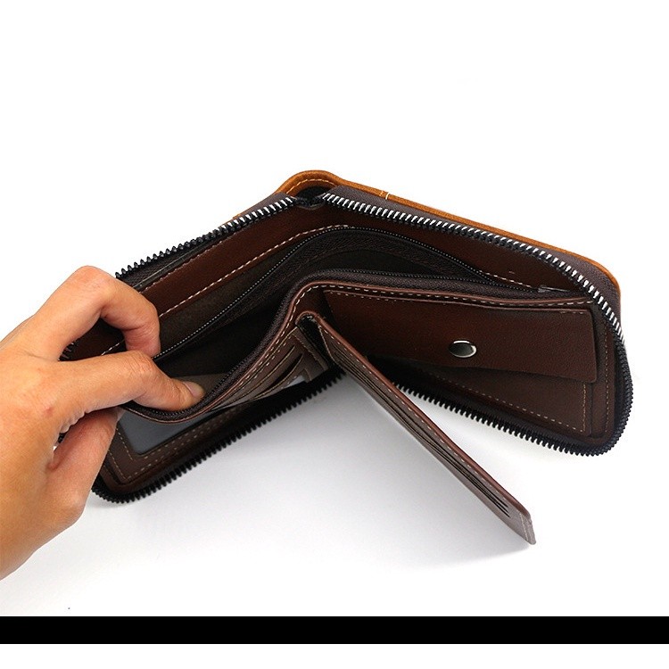 Trendy Travel 23 New Wallet Multi-Card Men's Zipper Coin Purse Dompet Lelaki Pendek Zip Beg Duit Syiling Chic - Image 5