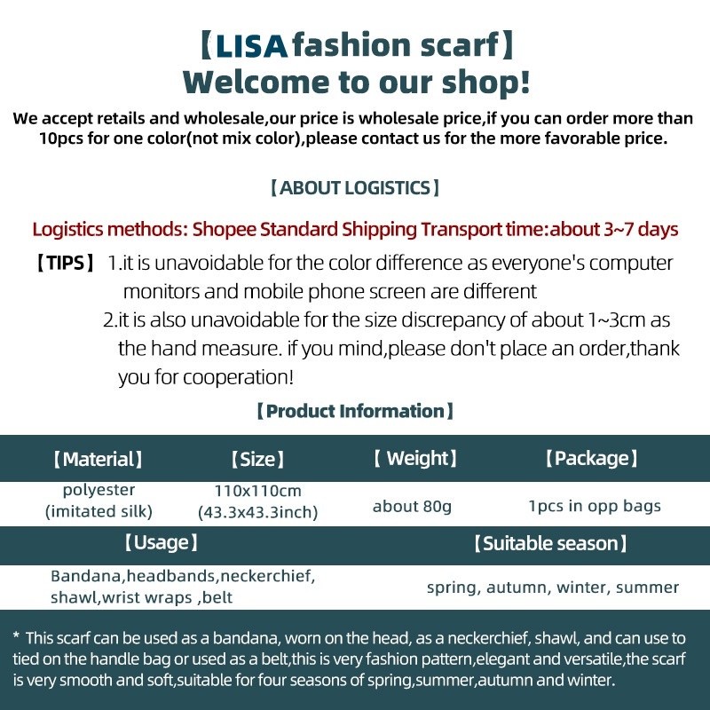 Quality Must LISA Fashion Scarf square silk Muslim turban women's shawl printed 110 × 110cm - Image 2