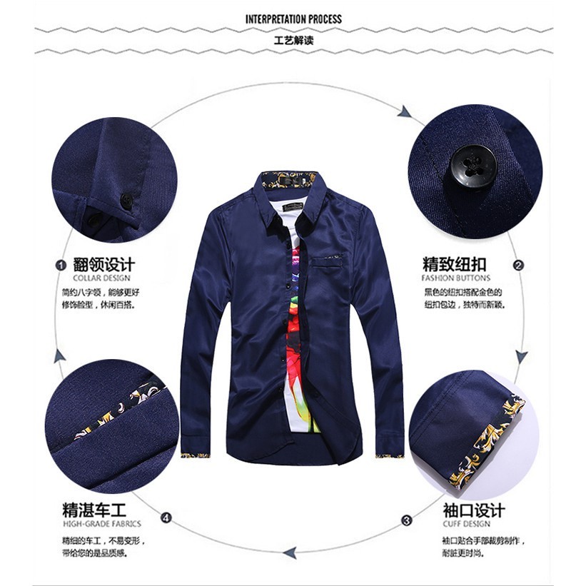 Have Durable 【IN-STOCK️】M-3XL Space Shirt Street Fashion Men Floral Long sleeve business slim fit baju murah le... - Image 5