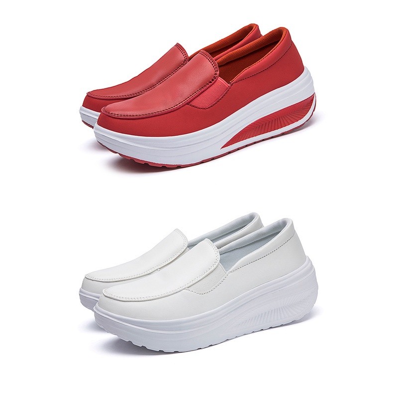 Gym Comfort 【Lightweight】Kasut Jururawat Ringan Misi Hitam Putih Woman Cut-Outs Wedges Sneaker Nurse Shoes Fitnes... - Image 5