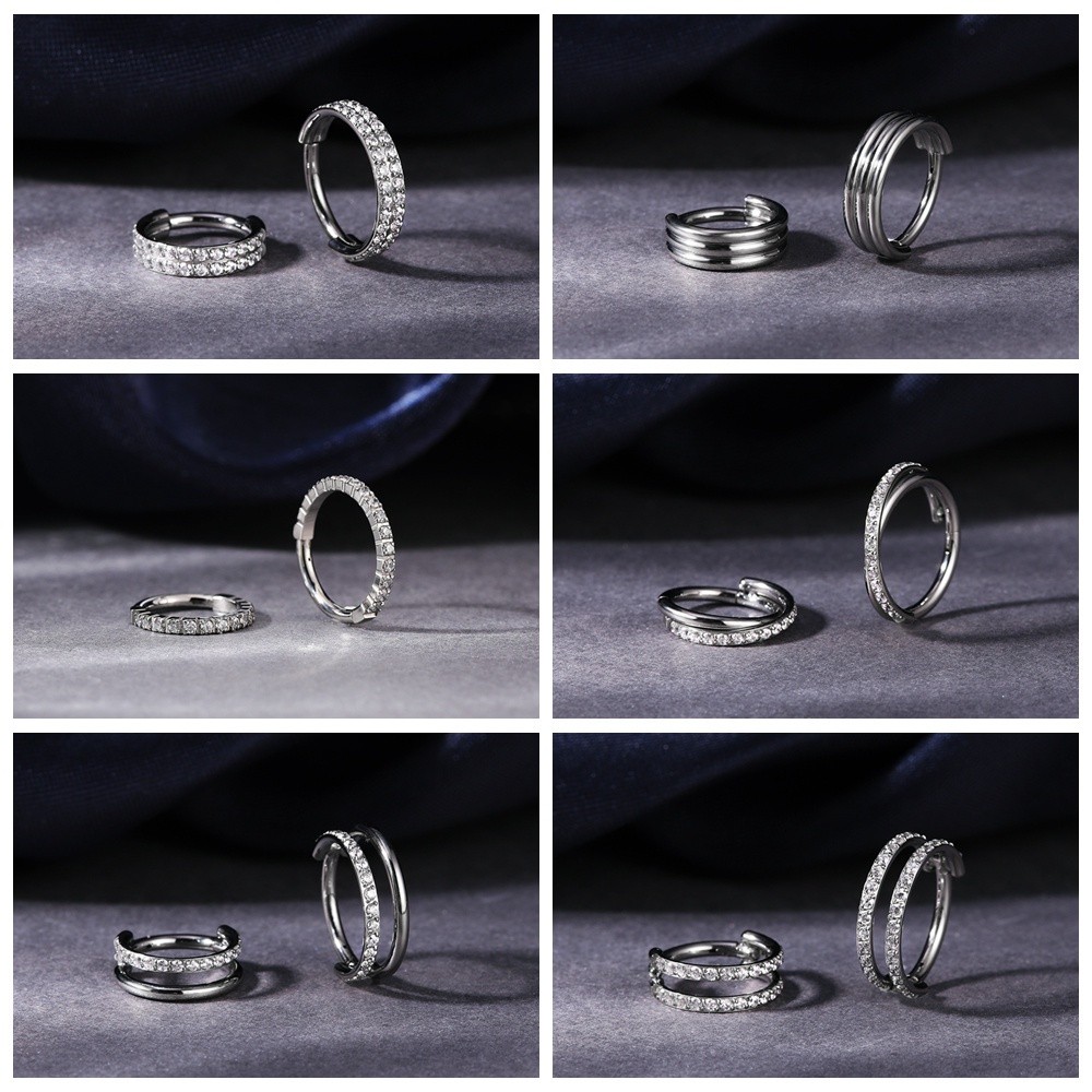 Versatile Reliable 1 PC 8/10mm G23 Titanium Steel Crystal Septum Clicker Droplet Shape Nose Piercing Heart Moon Ring ... - Image 4