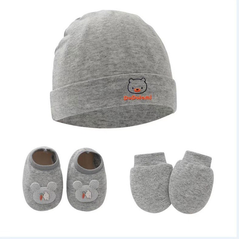 Premium Have OMG* 1 Set Baby Anti Scratching Gloves Hat Foot Cover Soft Cotton Newborn No Scratch Mittens Socks Beani... - Image 3