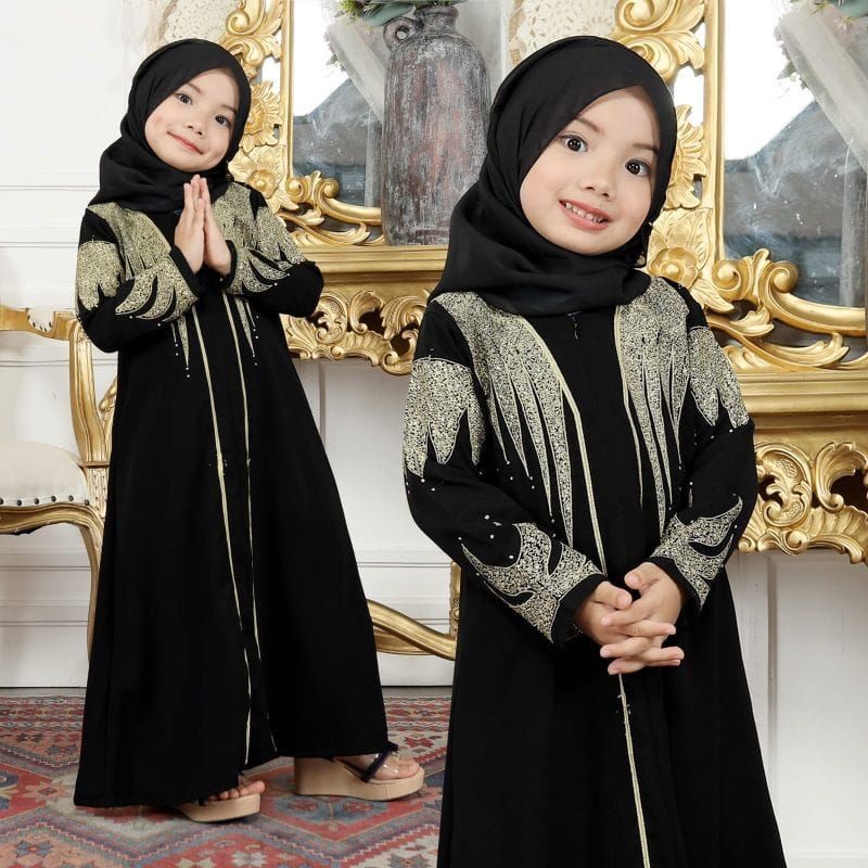 Reliable Quality Baju Gamis Arab Kanak Black Embroidery Kids Material Hitam Bordir Bahan Jetblack - Image 5