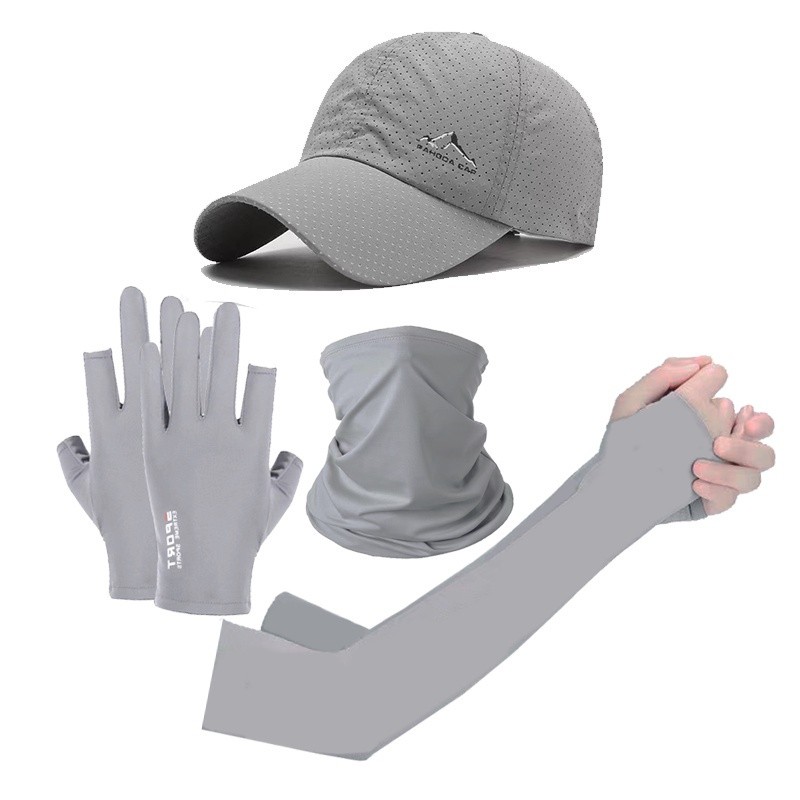 Durable Must NEW 4-pcs Set Outdoor Sports Fishing Hat Scarf Gloves Sleeve Ultraviolet-proof Breathable UV Protection ... - Image 2