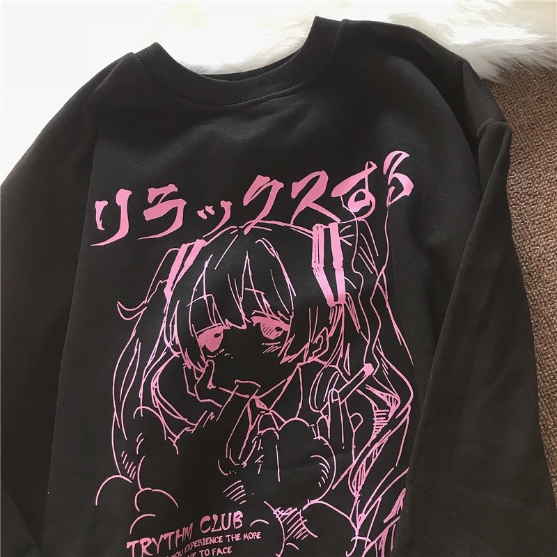 Reliable Have Autumn New Japanese Style Cartoon Anime Print Oversized Round Neck Sweatshirt Women Large Size Sweet Co... - Image 5