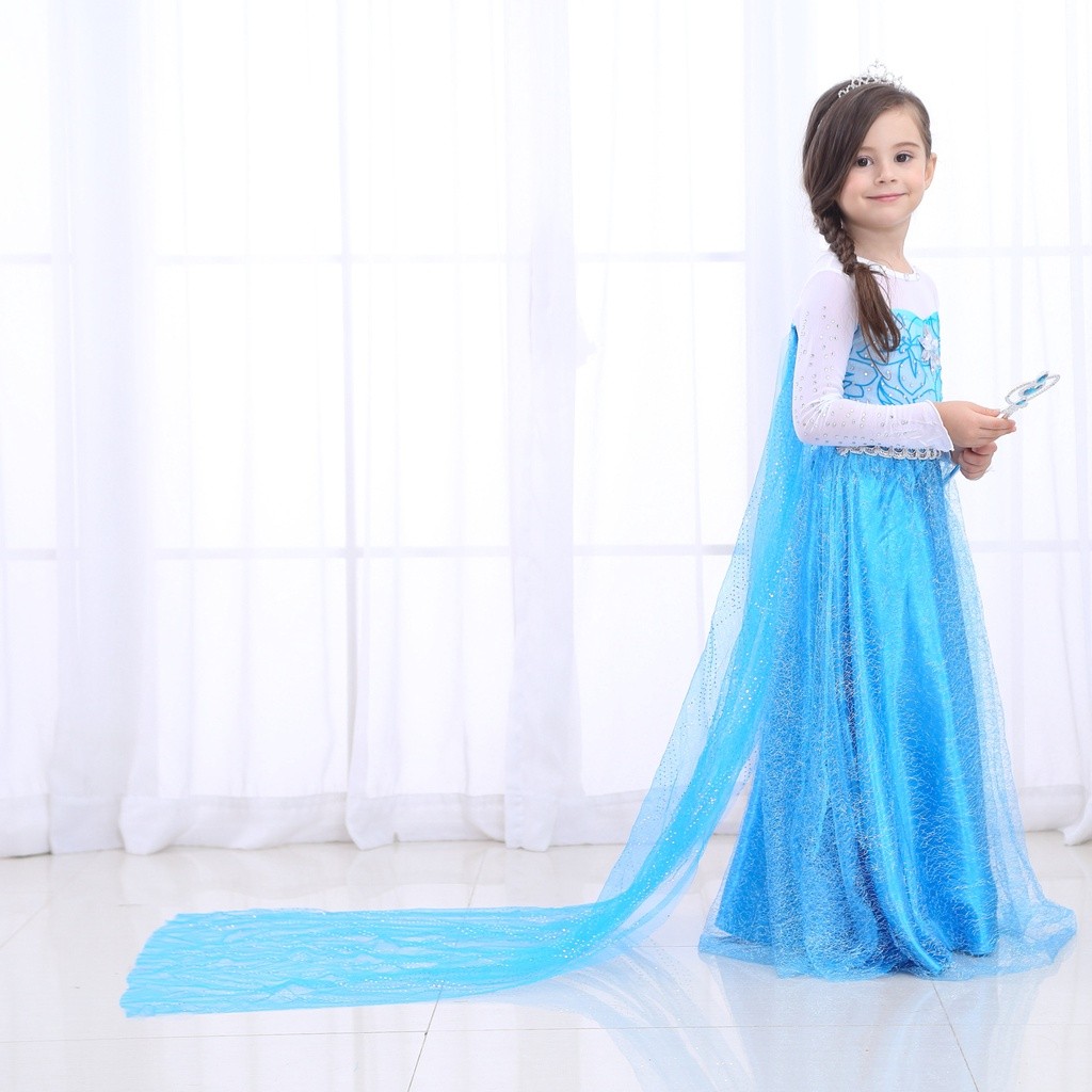 Versatile Multi Elsa Princess Dress Frozen2 Cosplay Costume Kids Birthday Gift Party - Image 3