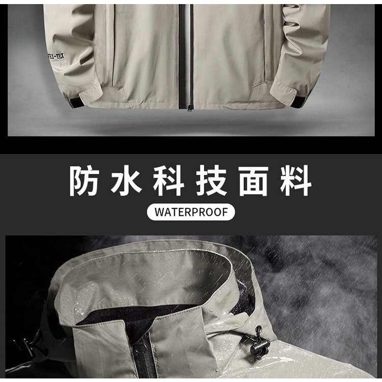 Essential Multi Ready Stock【No Logo】L-7XL Men Waterproof Jackets Hooded Windbreaker Outdoors Sports Coat - Image 5