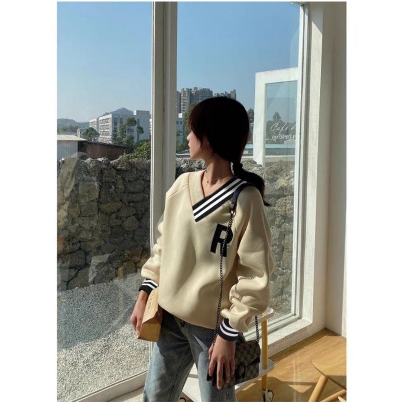 Premium Reliable R VNECK SPORTY Oversized Women's Sweater | Crewneck Women Korean Style Present Thick Fleece Material... - Image 2