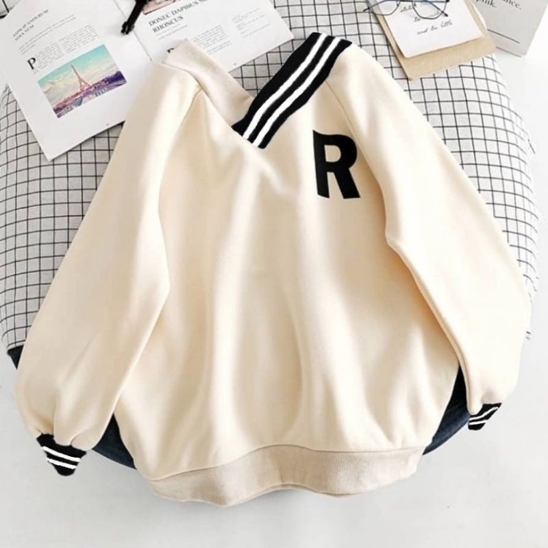 Premium Reliable R VNECK SPORTY Oversized Women's Sweater | Crewneck Women Korean Style Present Thick Fleece Material... - Image 5