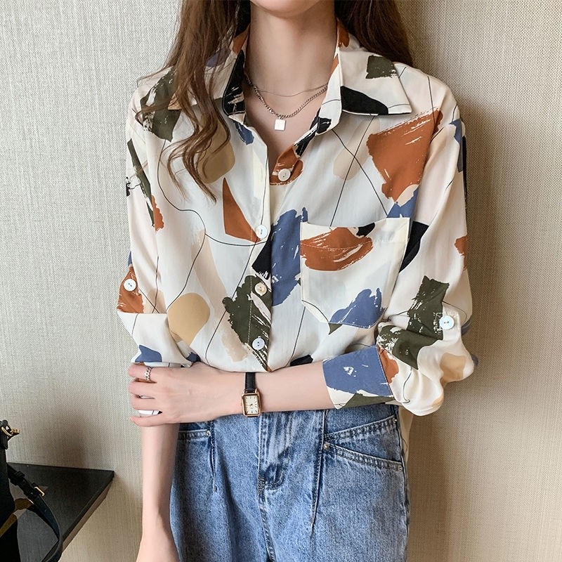 Quality Versatile Fashion Printed Chiffon Shirt Women's Design Sense Niche Fashionable Retro French Top Elegant Flora... - Image 4