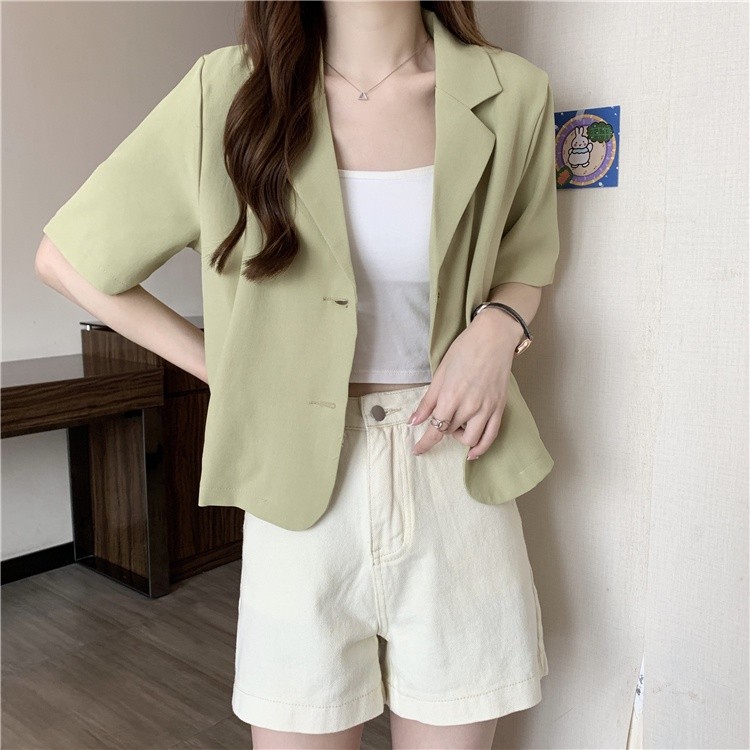 Premium Purpose XIAOZHAINV Korean style fashion suit women casual all match thin short sleeved jacket Have - Image 5