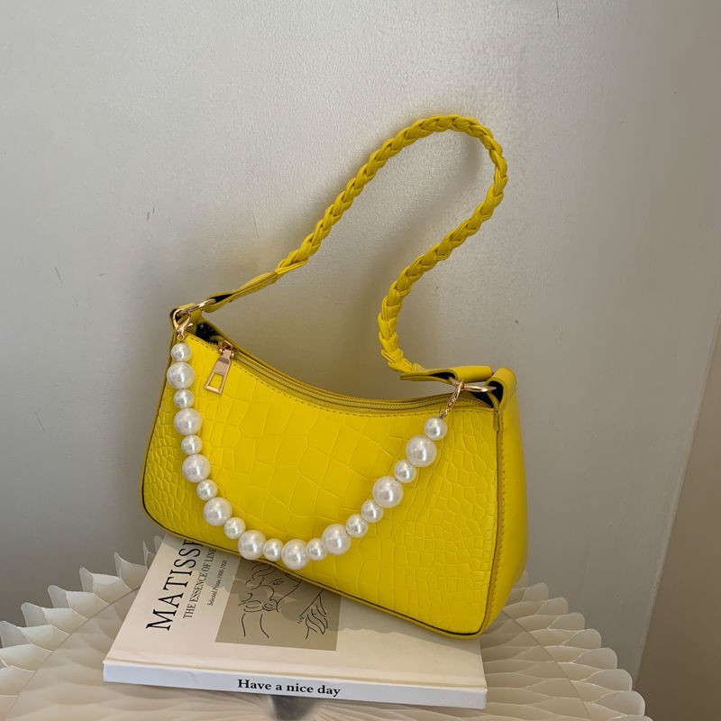 Accessory Casual French retro pearl underarm bag baguette female 2021 new high-end sense of niche design one-shoulder... - Image 2