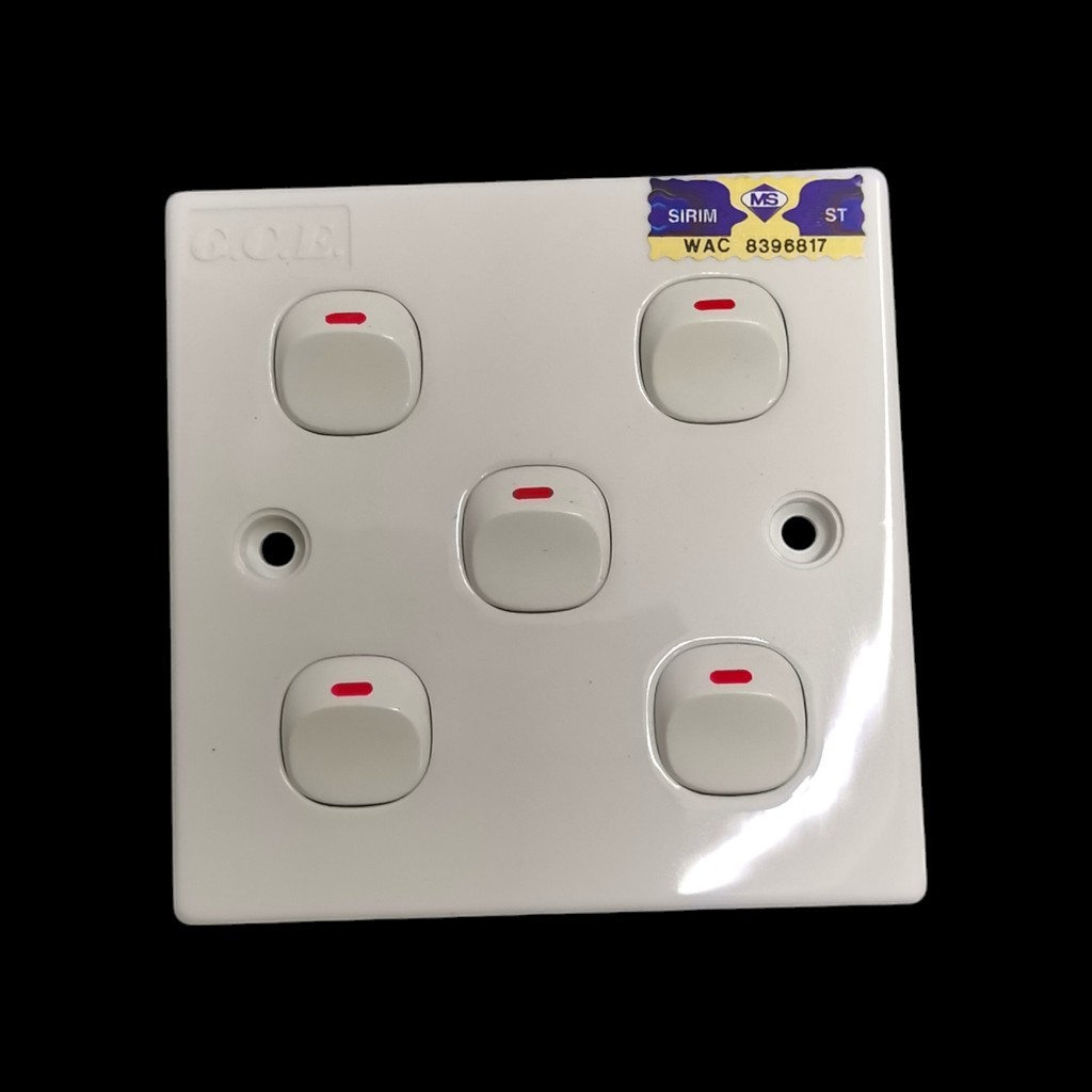 【 STOCK CLEARANCE - 50% 】 SWITCH  / ON OFF SWITCH  5GANG SIRM APPROVED GCE