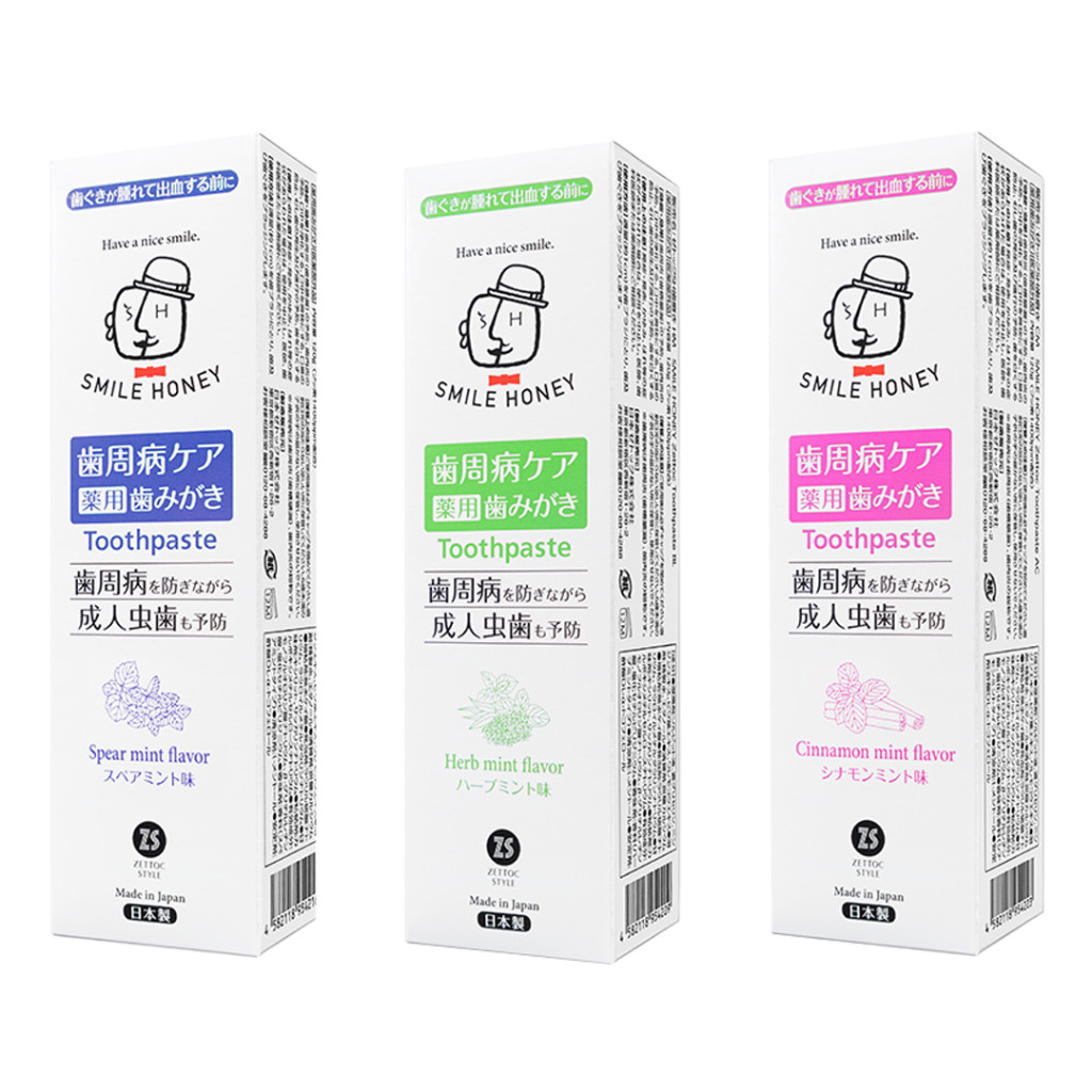 (SALE) Nippon Zettoc Smile Honey Toothpaste (Cinnamon Mint/ Spearmint/ Herb Mint) - JPL