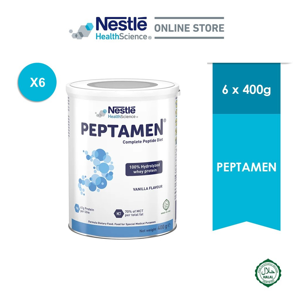 NESTLE Peptamen Complete Peptide Diet 400g Vanilla Flavour Milk Powder -Tin (Bundle of 6)