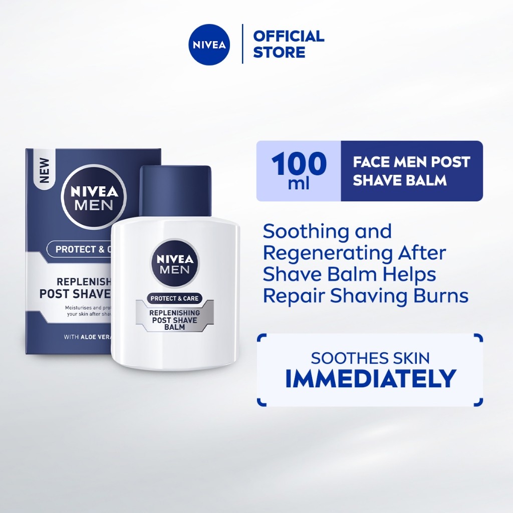 NIVEA Men Protect & Care Replenishing Post Shave Balm Men's Grooming Skin Care Shaving (100ml)