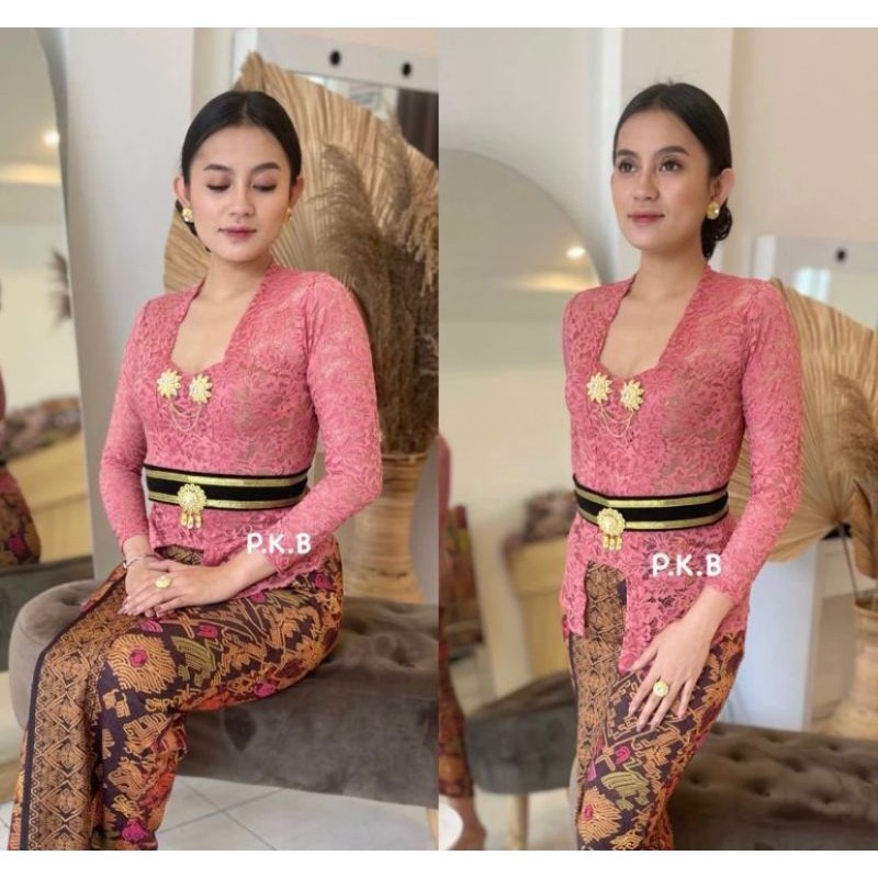 Durable Must (PROMO KEBAYA) Kebaya brokat Bali sofia Strait Kutubaru Atasan lengan panjang tanpa kancing termurah dan... - Image 3